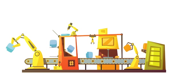 automatic stock line retro cartoon banner