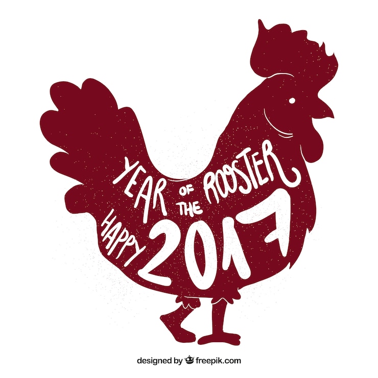 Zdarma Vektor background of year of the rooster in vintage style