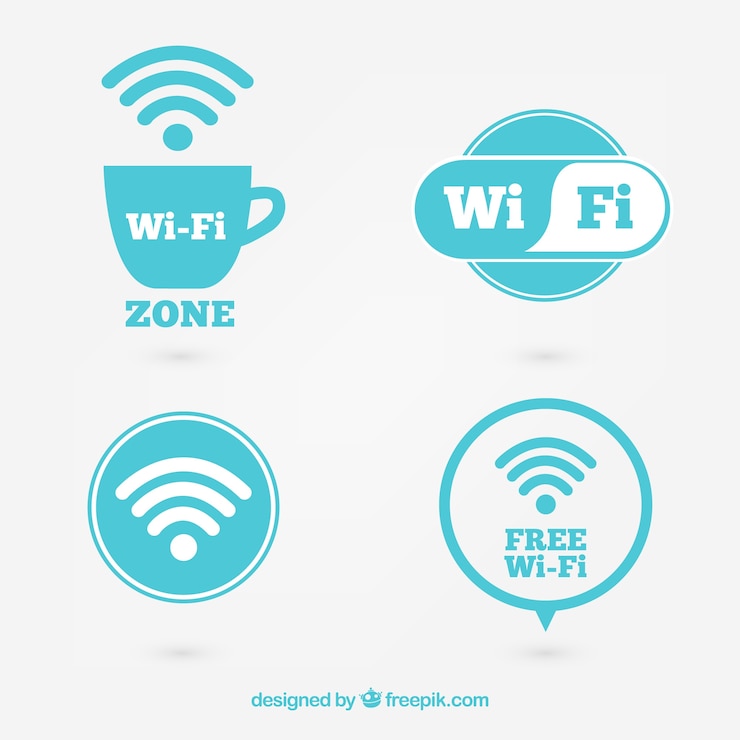 Zdarma Vektor balíček štítků wi-fi zóny