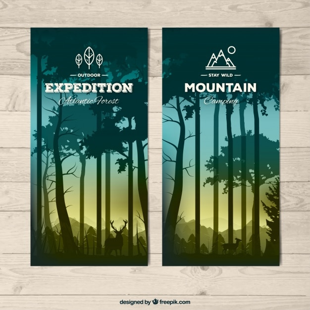 Zdarma Vektor banners of forest in realistic style