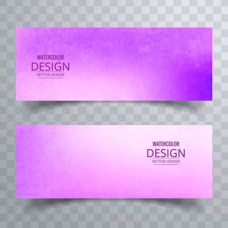 Zdarma Vektor banners with purple watercolors