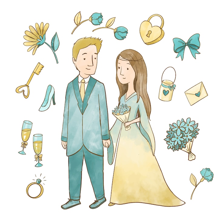 Zdarma Vektor beautiful wedding couples