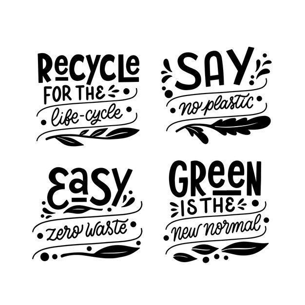 black lettering ecology sticker set