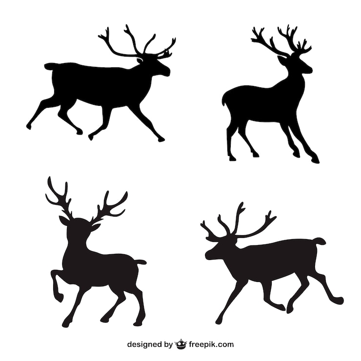 Zdarma Vektor black reindeer silhouettes