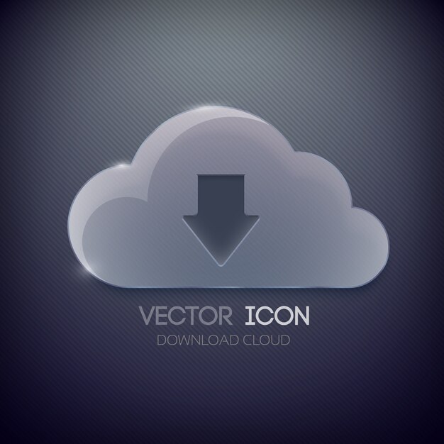 blank glass cloud and down directed arrow