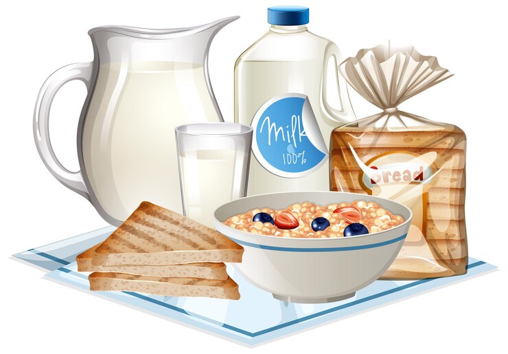 Zdarma Vektor breakfast set with cereal and milk