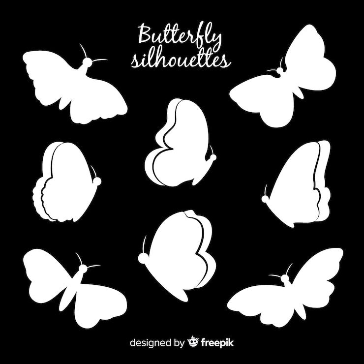 Zdarma Vektor butterfly silhouette pack