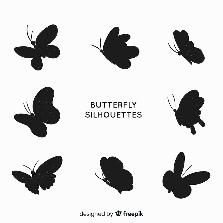 Zdarma Vektor butterfly silhouettes flying