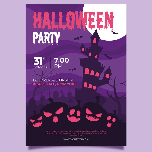 castle and pumpkins halloween poster template