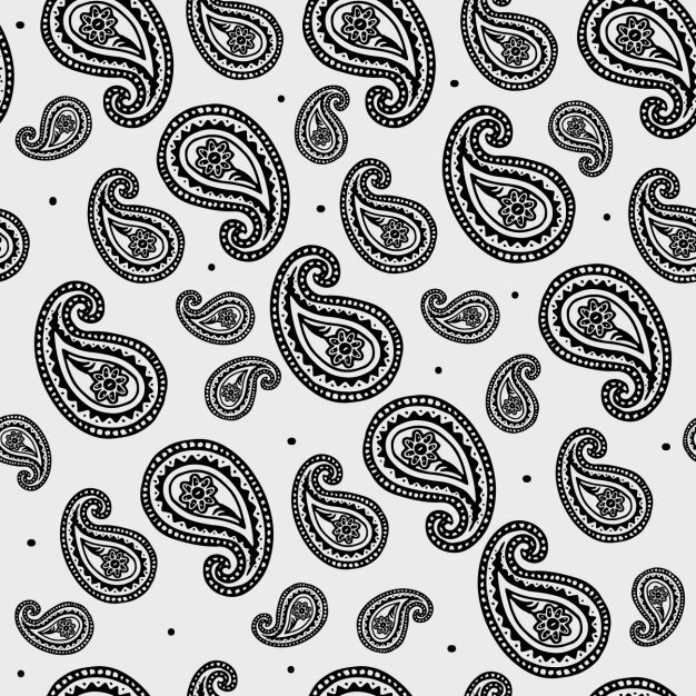 Zdarma Vektor černobílý design paisley