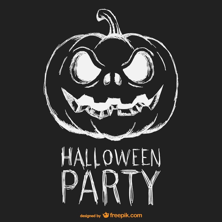 Zdarma Vektor černobílý plakát halloweenského večírku