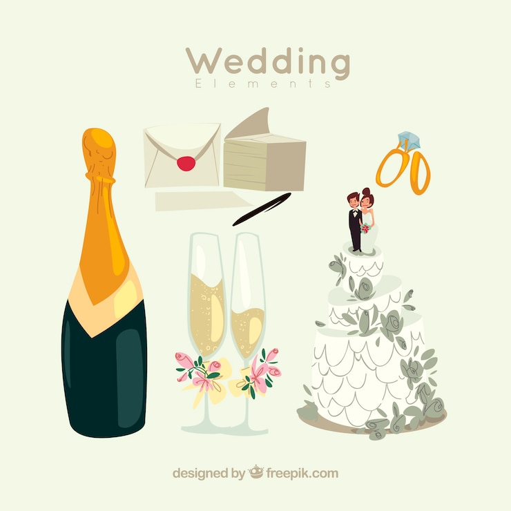 Zdarma Vektor champagne with wedding elements