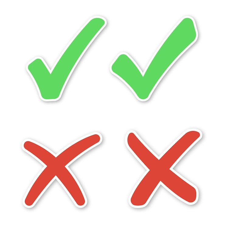 Zdarma Vektor check and cross stickers set