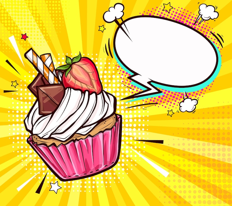 Zdarma Vektor chutný cupcake zdobený půlkou jahody
