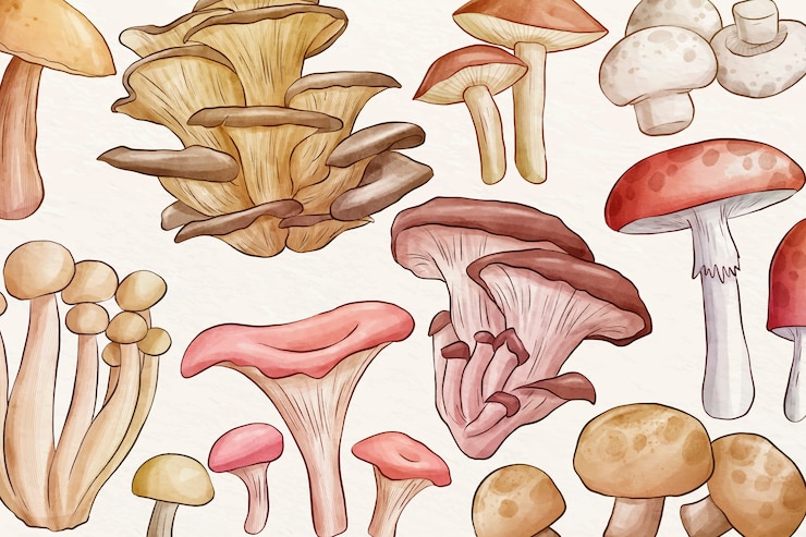 Zdarma Vektor collection of different mushrooms background