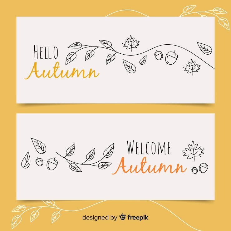 Zdarma Vektor collection of hand drawn autumn banners