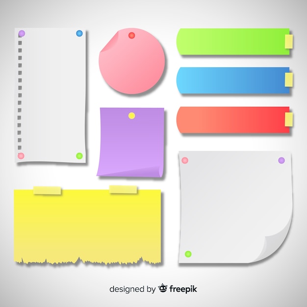 collection of various types of post notes in realistic style