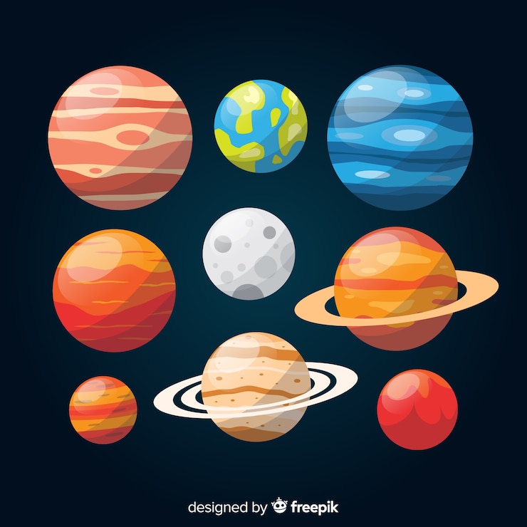 Zdarma Vektor colorful flat planet collection