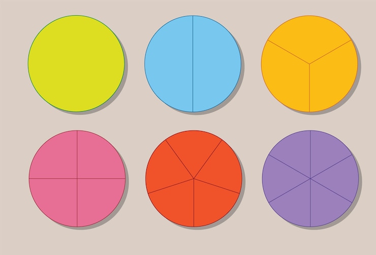 Zdarma Vektor colorful fraction circles for math learning