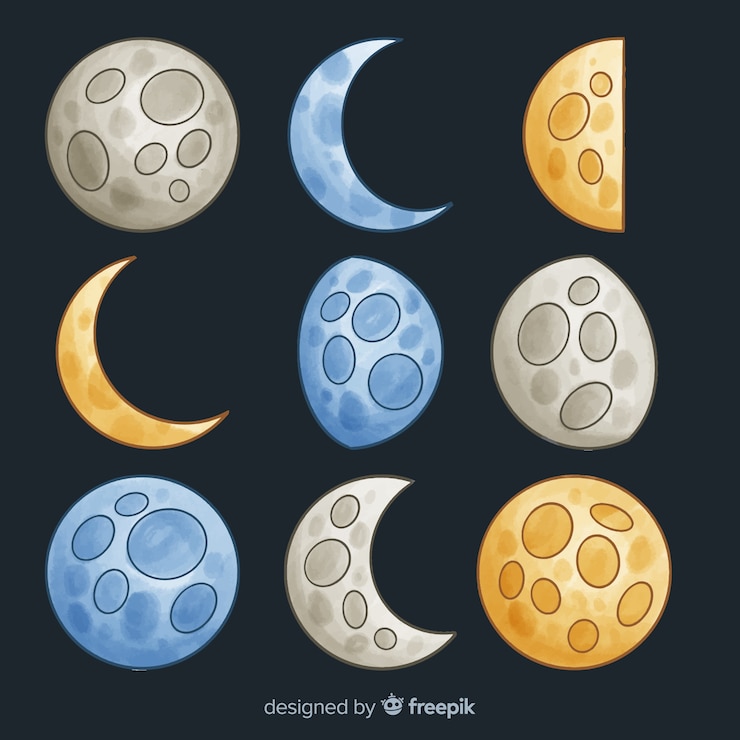 Zdarma Vektor colourful watercolor moon collection