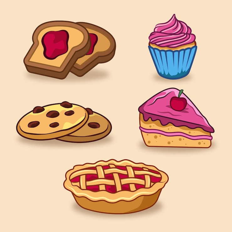 Zdarma Vektor comfort food variety of desserts