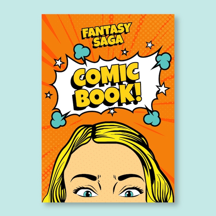 Zdarma Vektor comic book cover template design