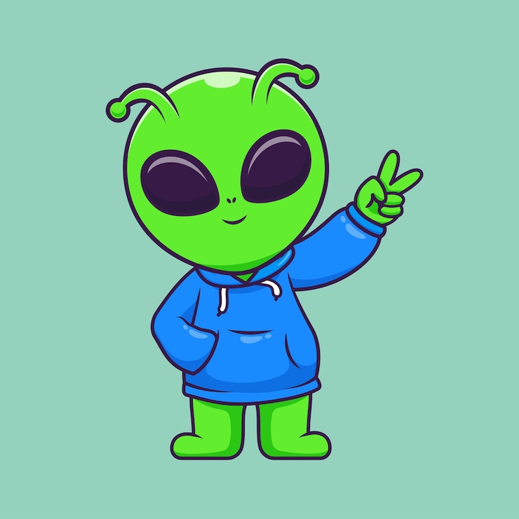 Zdarma Vektor cute alien wearing hoodie jacket cartoon vector icon illustration science technology isolated flat