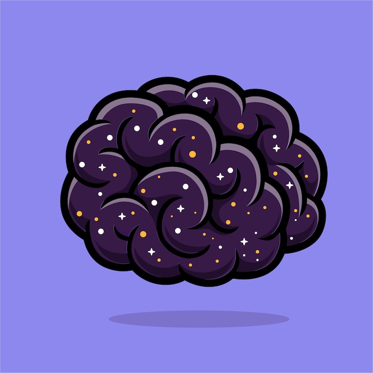 Zdarma Vektor cute brain space floating cartoon vector icon illustration education object icon concept isolated p