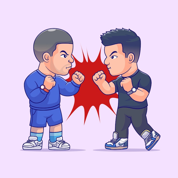 Zdarma Vektor cute man fighting cartoon vector icon illustration people sport icon isolated flat vector