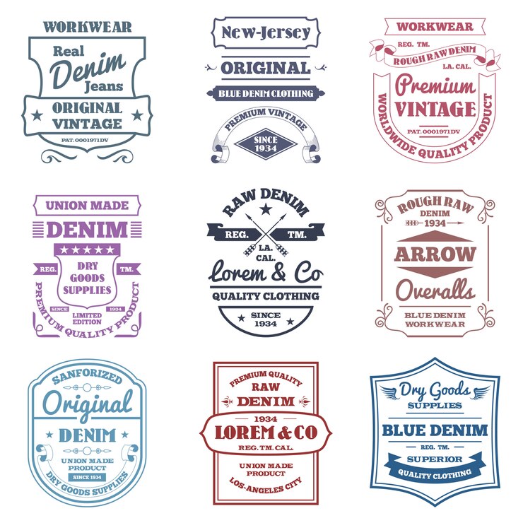 Zdarma Vektor denim typografie emblémy