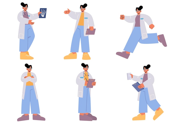 Zdarma Vektor doctor hospital healthcare staff at work set
