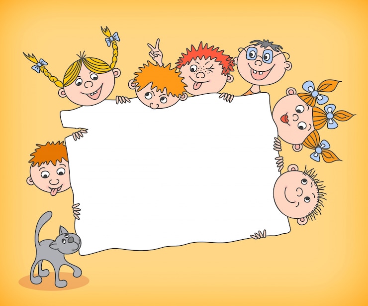 Zdarma Vektor doodle kids holding blank sign