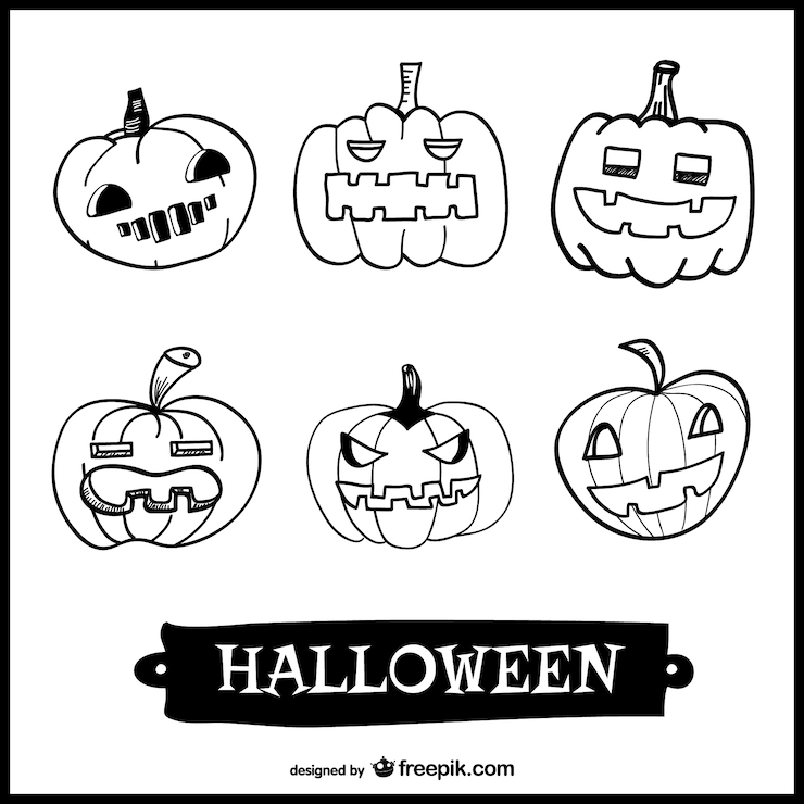 Zdarma Vektor drawing set of halloween pumpkins