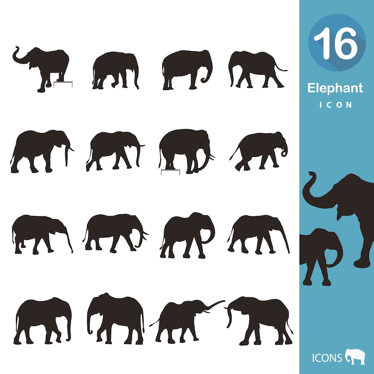 Zdarma Vektor elephant icons collection