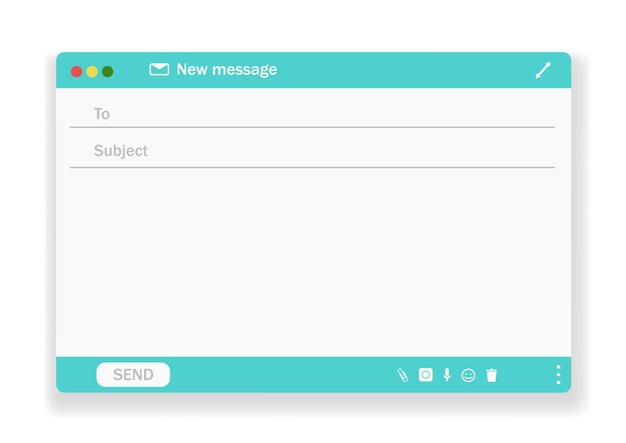 Email blank template internet mail frame interface for mail message Vector
