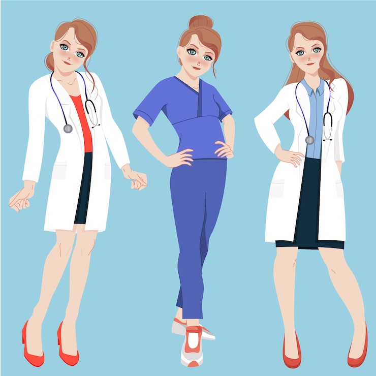 Zdarma Vektor female medical characters