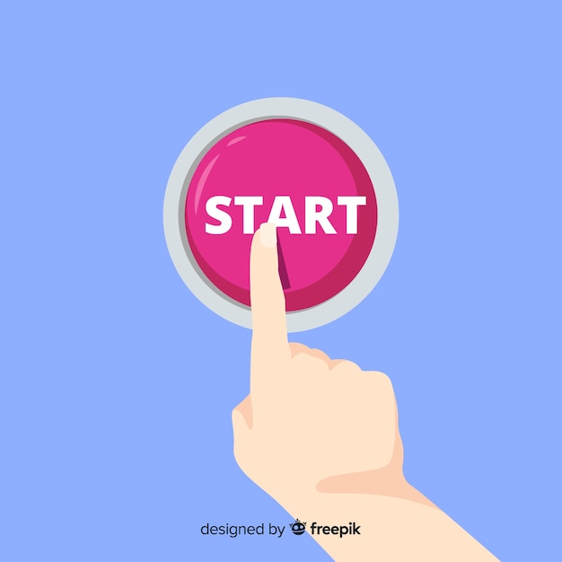 Finger pressing red start button