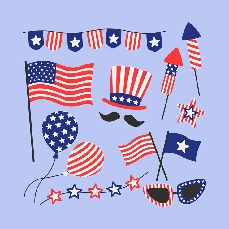 Zdarma Vektor flat 4th of july elements collection