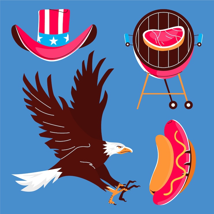 Zdarma Vektor flat 4th of july elements collection