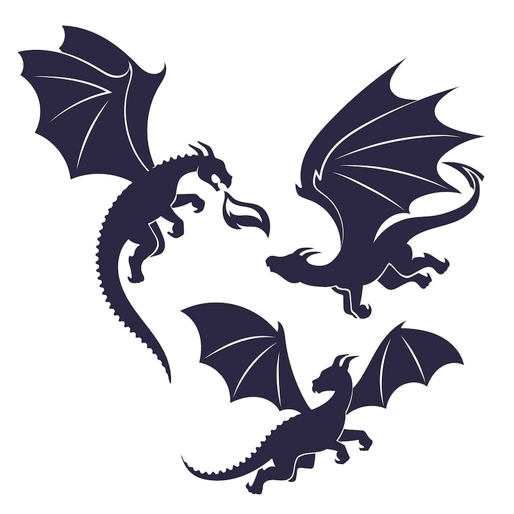 Zdarma Vektor flat design dragon silhouette illustration