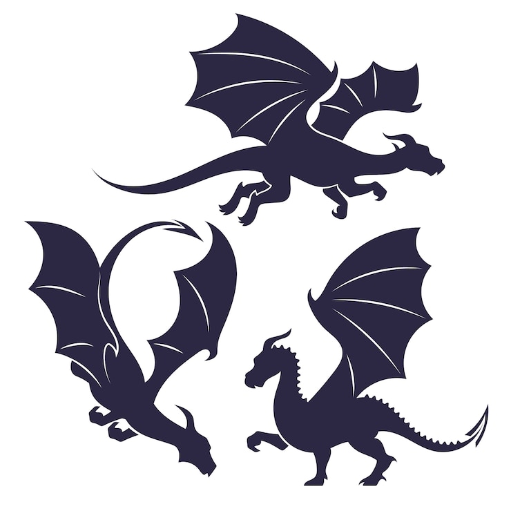 Zdarma Vektor flat design dragon silhouette illustration