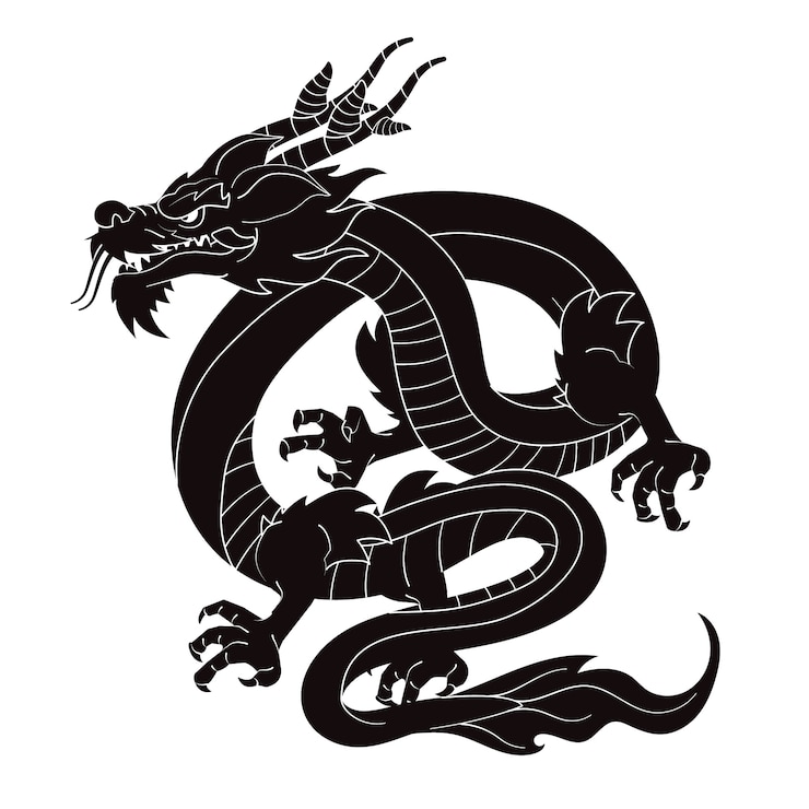 Zdarma Vektor flat design dragon silhouette