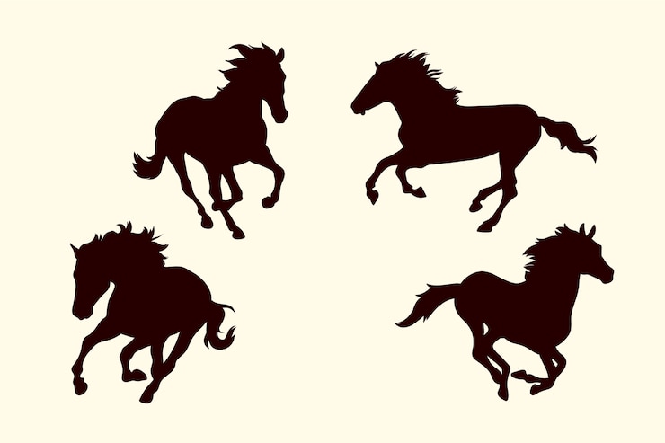 Zdarma Vektor flat design horse silhouettes