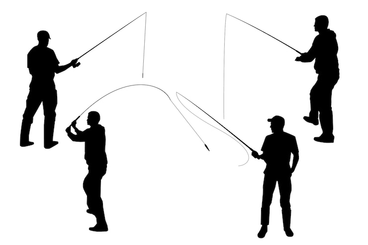 Zdarma Vektor flat design man fishing silhouette