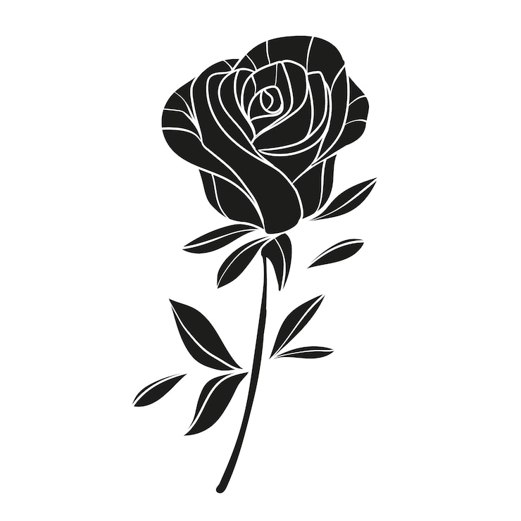 Zdarma Vektor flat design rose silhouette