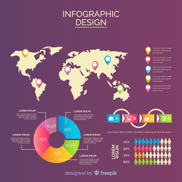 Flat map infographic design template