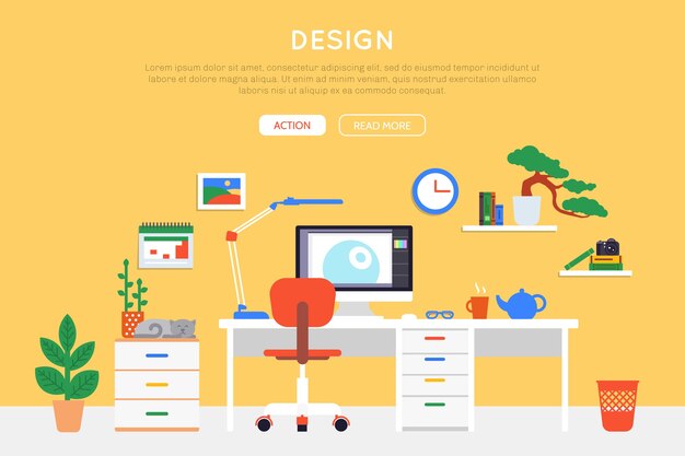 Flat Room Interior web template