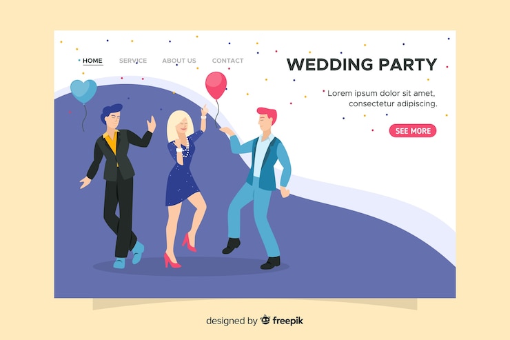 Zdarma Vektor flat wedding landing page template