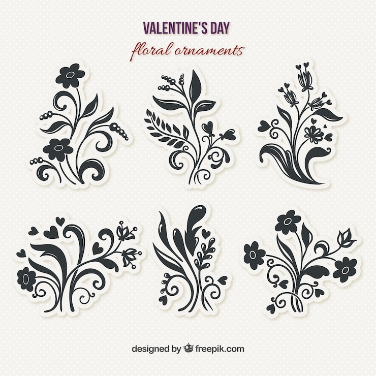 Zdarma Vektor floral decorative ornaments pack