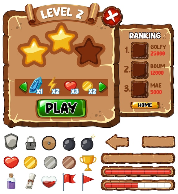 game element template design set